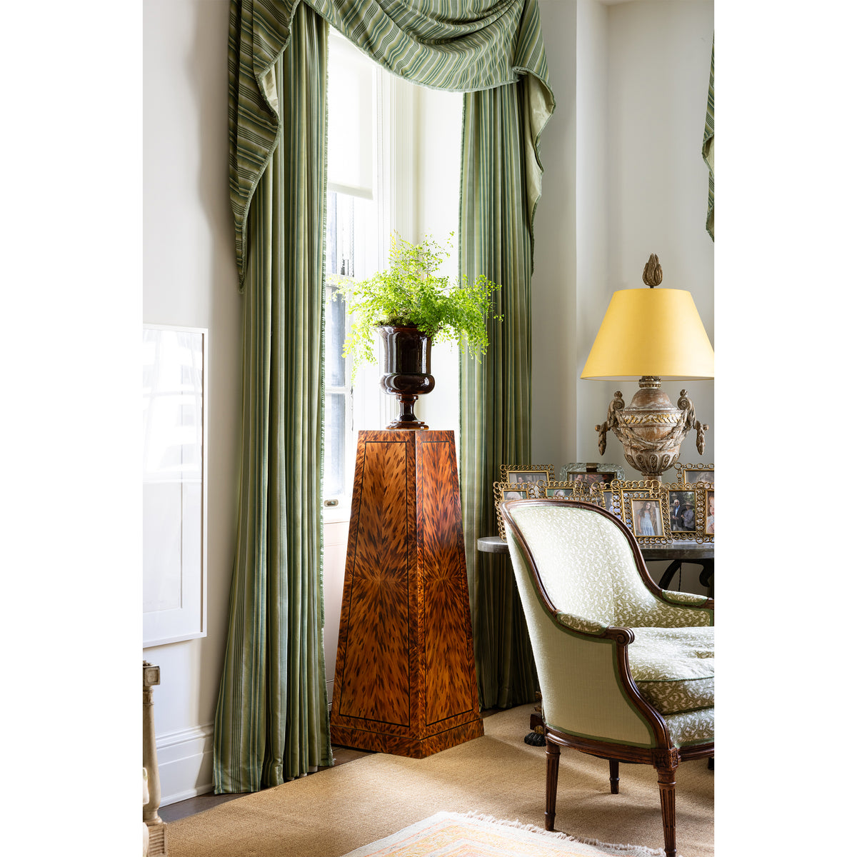 KRB Hand-Painted Square Pedestal in Natural Faux Tortoise