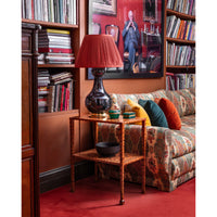 KRB Hand-Painted Two-Tier Side Table in Natural Faux Tortoise