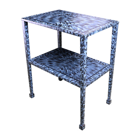 Two-Tier Side Table in Lapis Faux Tortoise