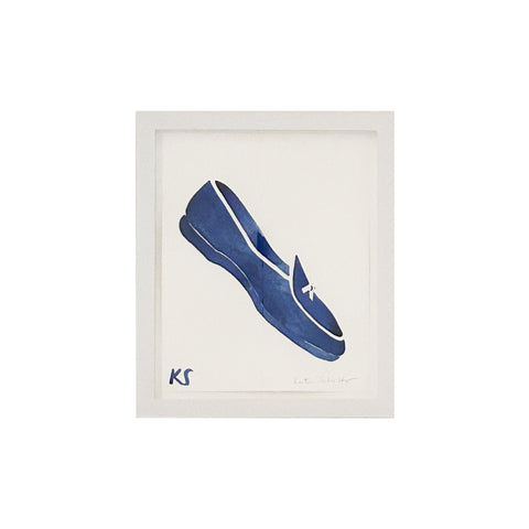 Kate Schelter, Blue Belgian Shoe with White Piping