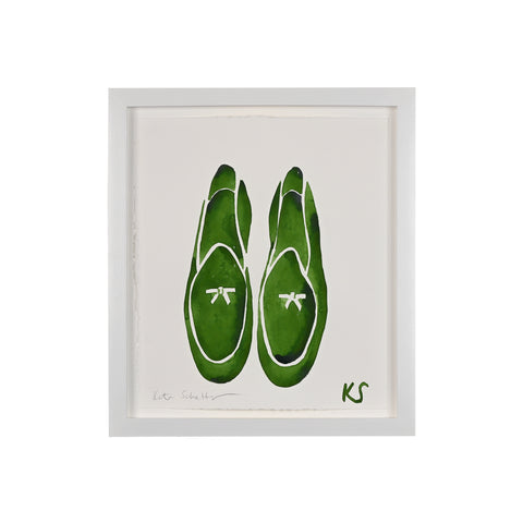 Kate Schelter, Green Belgian Shoes with White Piping
