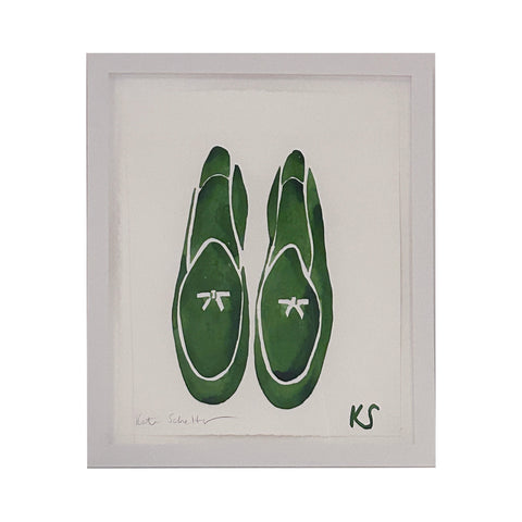 Kate Schelter, Green Belgian Shoes with White Piping