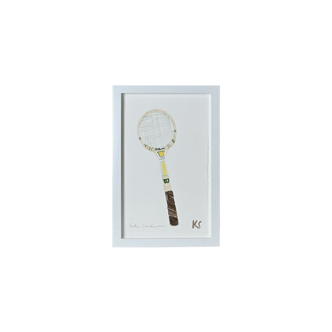 Kate Schelter, Wilson Wood Tennis Racquet Green Yellow "Chris Everet"