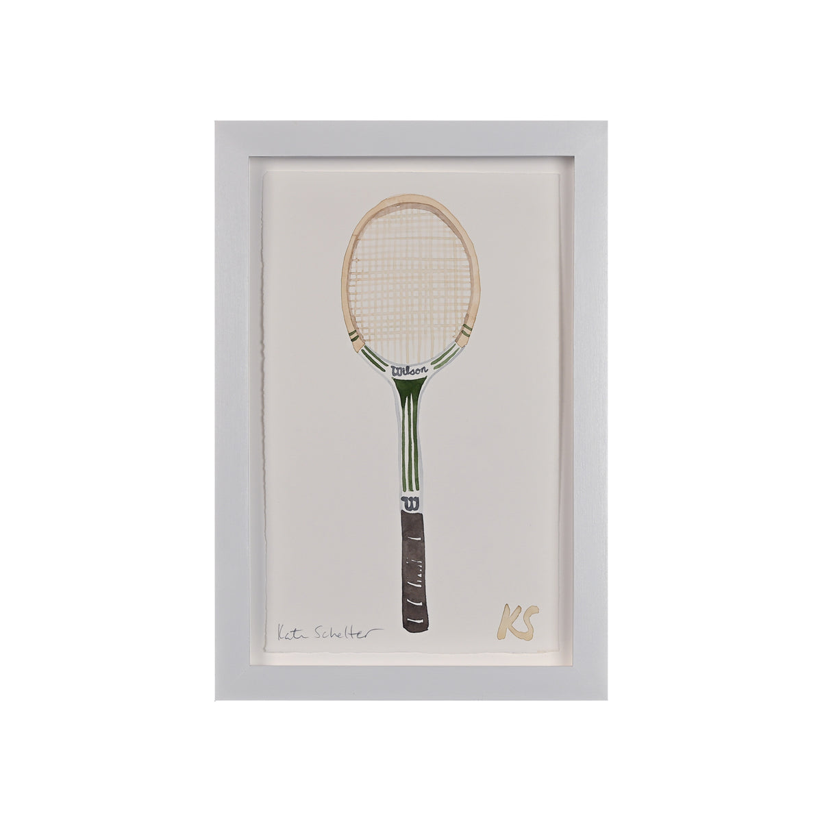 Kate Schelter, Wood Tennis Racquet Wilson Green Stripes