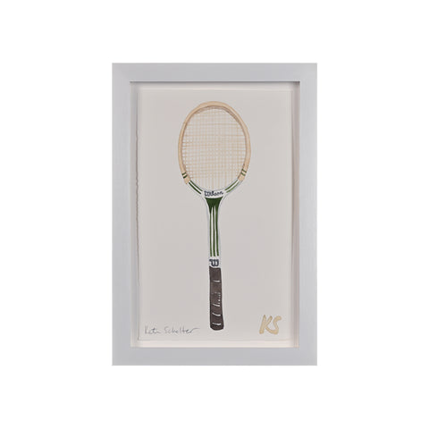 Kate Schelter, Wood Tennis Racquet Wilson Green Stripes