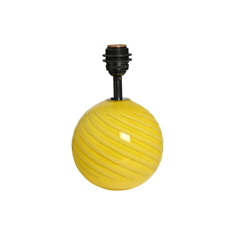 Hand-Blown Crystal Ball Lamp in Canary Yellow with Spiral Cuts
