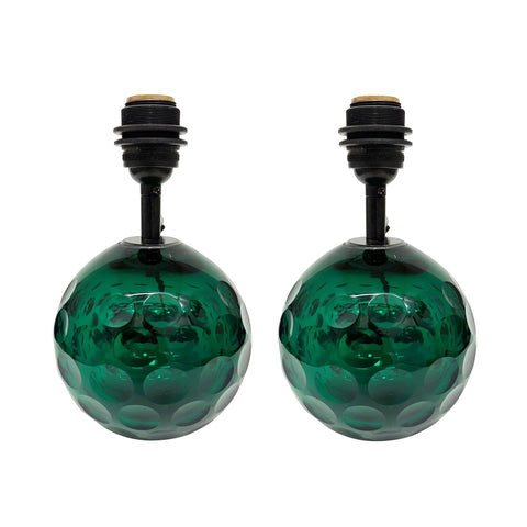 Crystal Ball Lamp with Polished Olives in Green