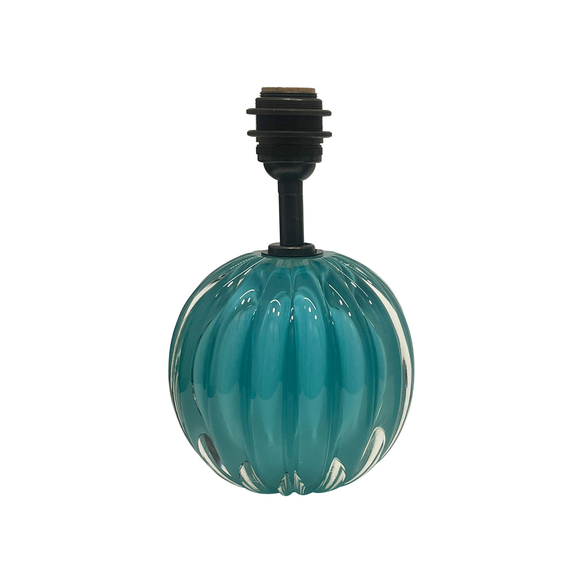 Hand-Blown Crystal Cantaloupe Lamp in Wedgwood Blue