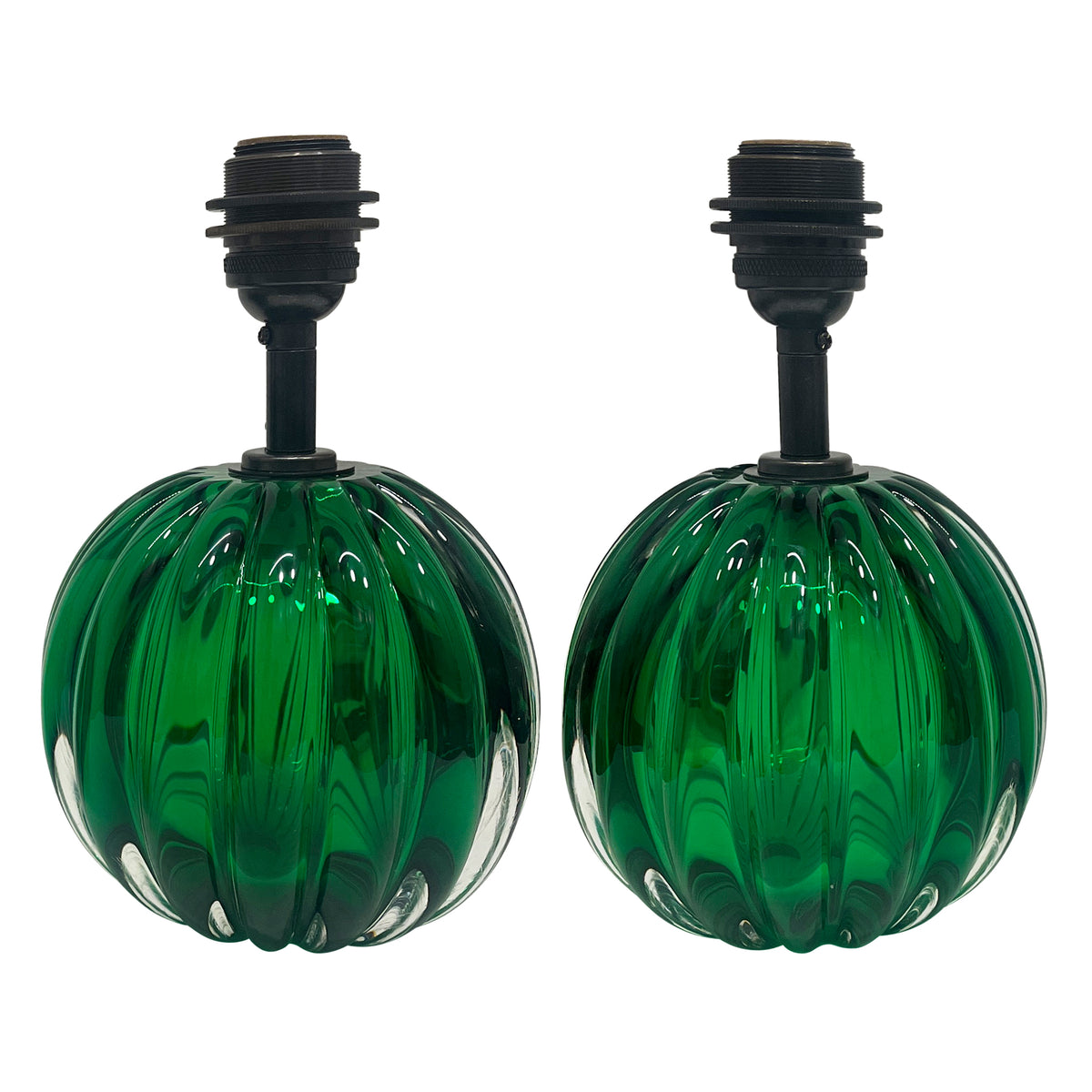 Hand-Blown Crystal Cantaloupe Lamp in Irish Green