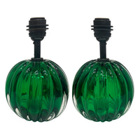 Hand-Blown Crystal Cantaloupe Lamp in Irish Green