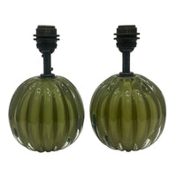 Hand-Blown Crystal Cantaloupe Lamp in Pea Green
