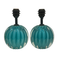 Hand-Blown Crystal Cantaloupe Lamp in Wedgwood Blue