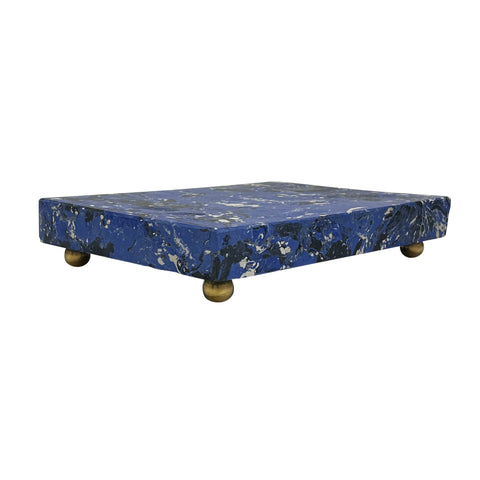 Lapis Blue Scagliola Plinth with Ball Feet