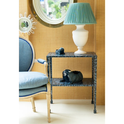 Two-Tier Side Table in Lapis Faux Tortoise