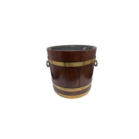 Large English Brass Bound Mahogany Peat Bucket