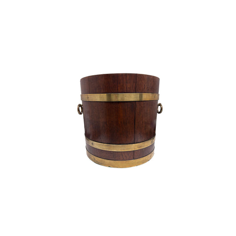 Large English Brass Bound Mahogany Peat Bucket