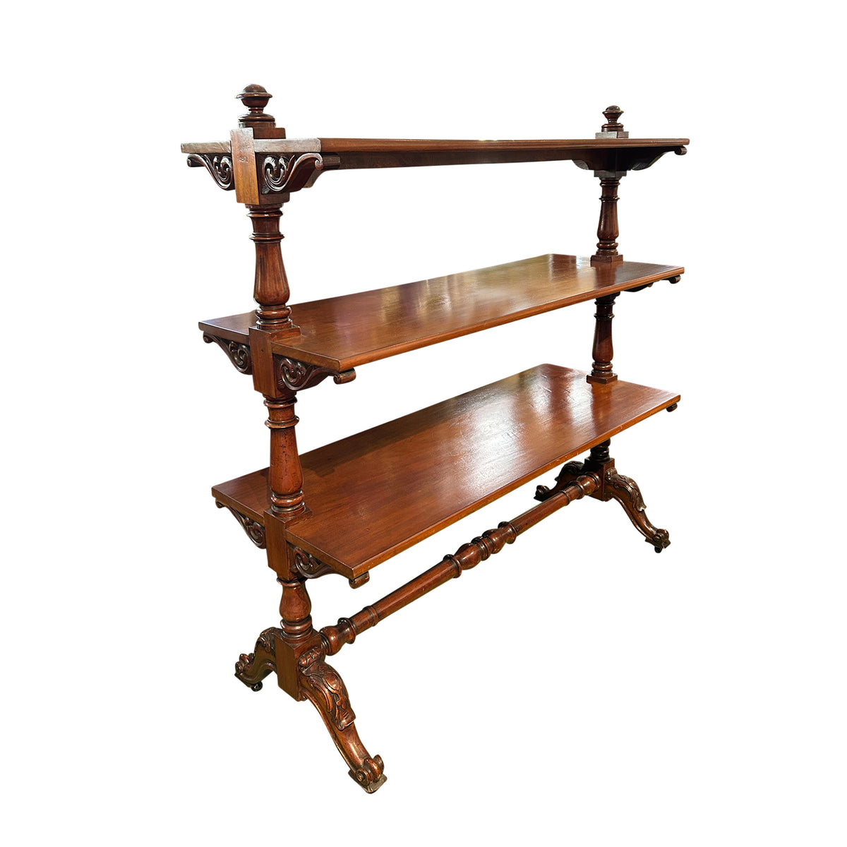 Large English Three-Tier Mahogany Etagere