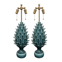 Jean Roger Large Flame Finial Lamp in Peacock Blue