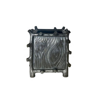 Large Square Faux Bois Cachepot in Matte Bronze