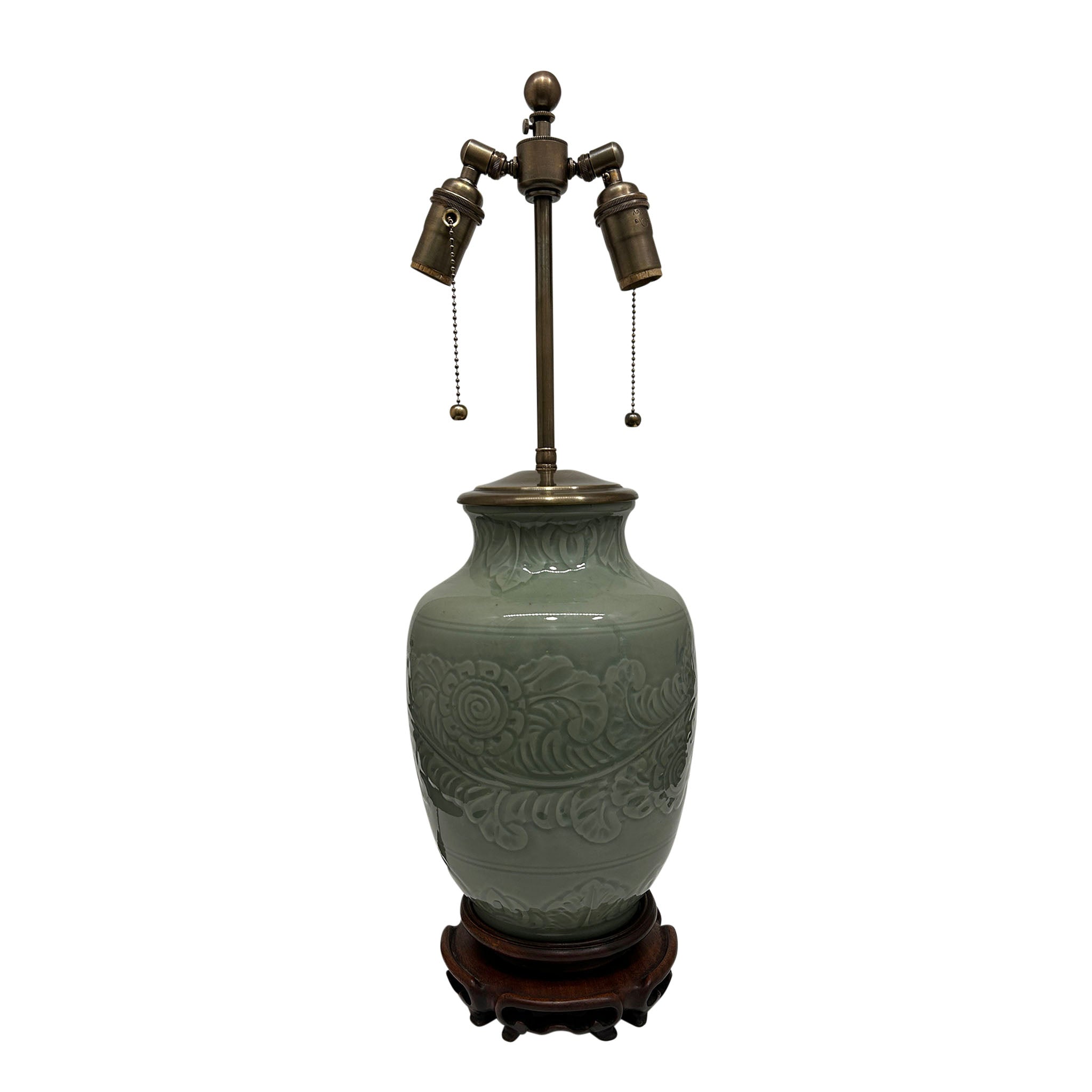 Late 19th Century Chinese Celadon Glazed Porcelain Lamp