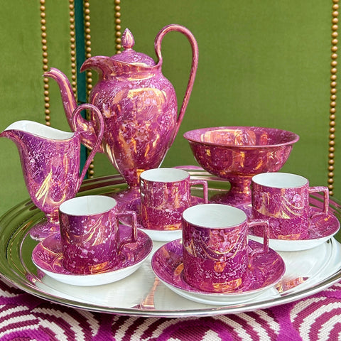 Wedgwood Variegated Pink Lustreware Coffee Set