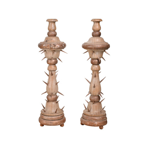 Pair of Fidelis Candlesticks in Silver Leaf