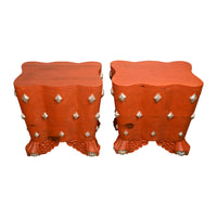 Pair of Mdina Tables in Temple Red with Silver Leaf