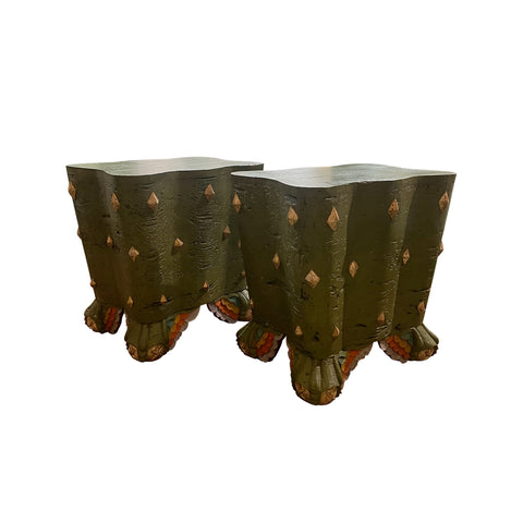 Mdina Tables in Multi color and Silver Leaf