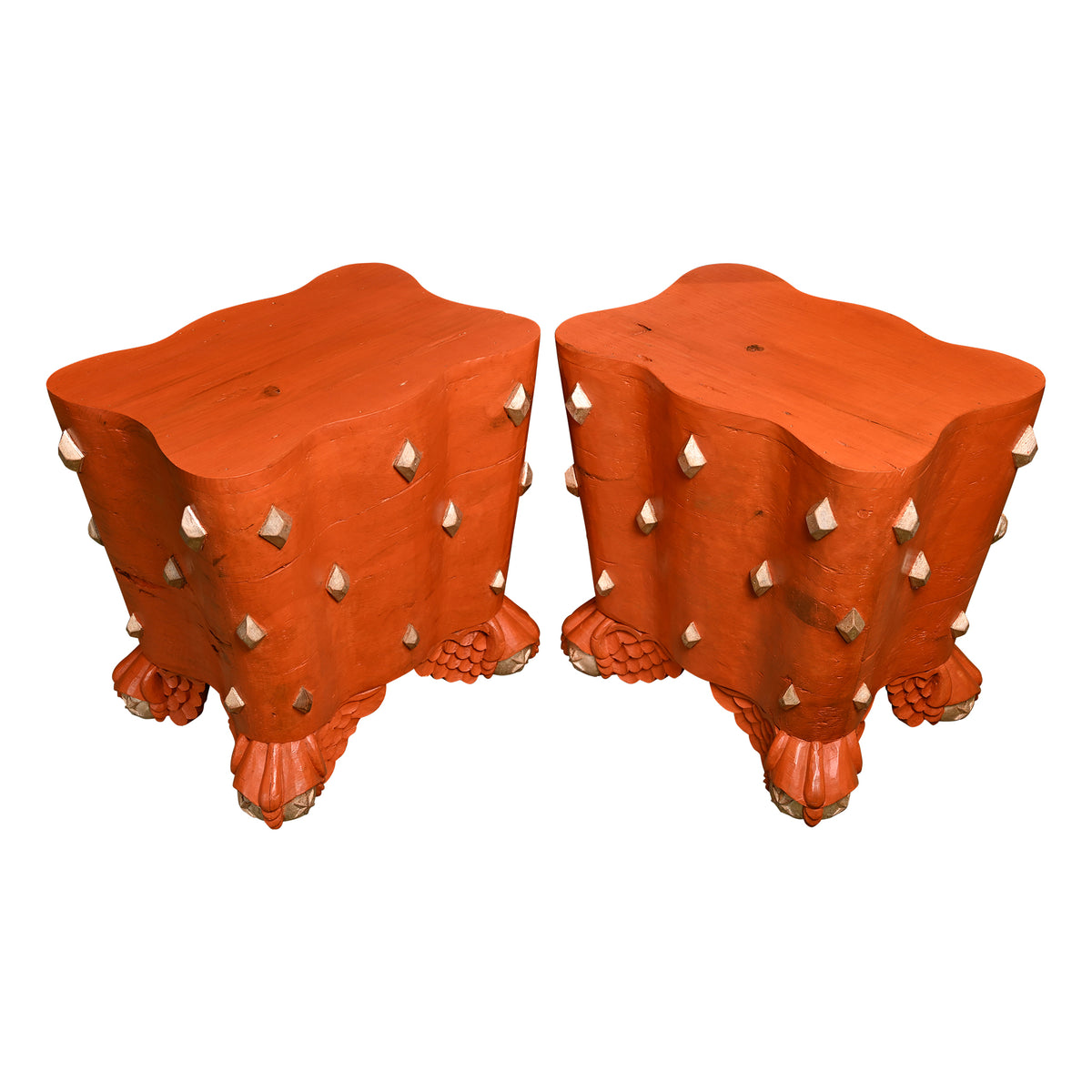 Pair of Mdina Tables in Temple Red with Gold Leaf
