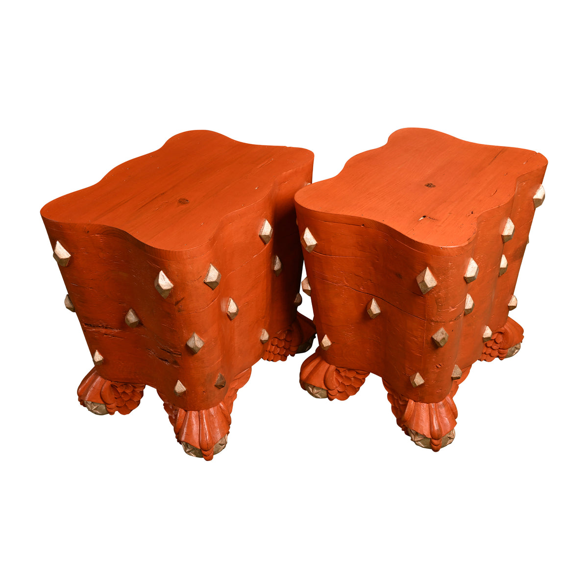 Pair of Mdina Tables in Temple Red with Gold Leaf