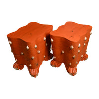 Pair of Mdina Tables in Temple Red with Gold Leaf