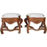 Pair of Menorca Small Stools with Silver Leaf