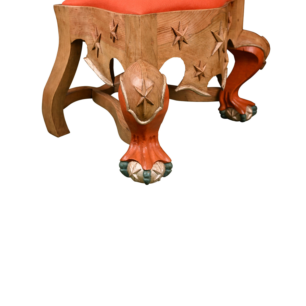 Pair of Menorca Small Stools in Multicolor with Silver Leaf