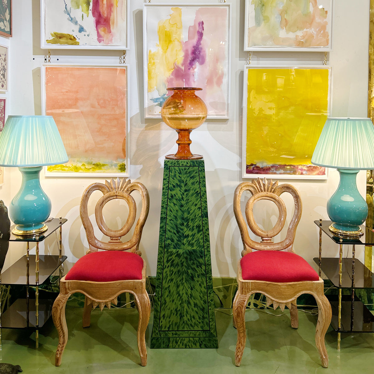 KRB Hand-Painted Square Pedestal in Alligator Faux Tortoise