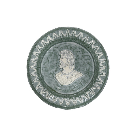 Mark Gagnon, Green Papier Mache Plate with Male Bust