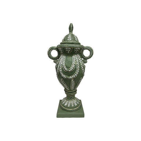 Mark Gagnon, Green and White Papier Mache Urn with Lid