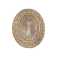 Mark Gagnon, Large Ochre Papier Mache Oval Plate with Lady Figure