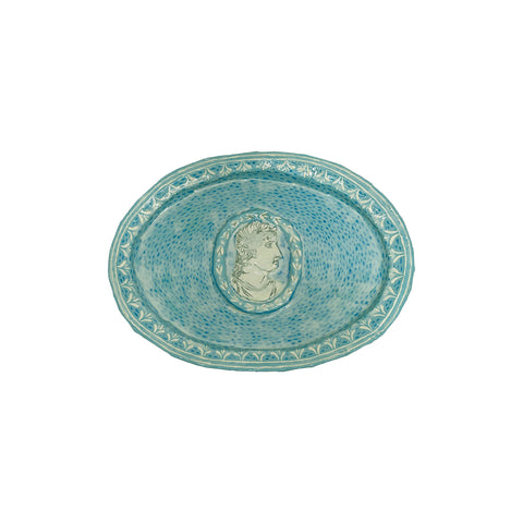 Mark Gagnon, Electric Blue Oval Papier Mache Plate with Male Bust