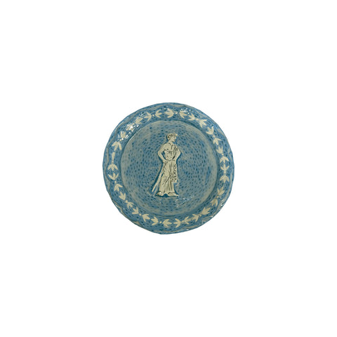 Mark Gagnon, Small Blue Papier Mache Plate with Male Figure