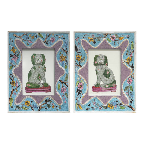 Mark Gagnon, Pair of Staffordshire Dogs in Papier Mache Frames