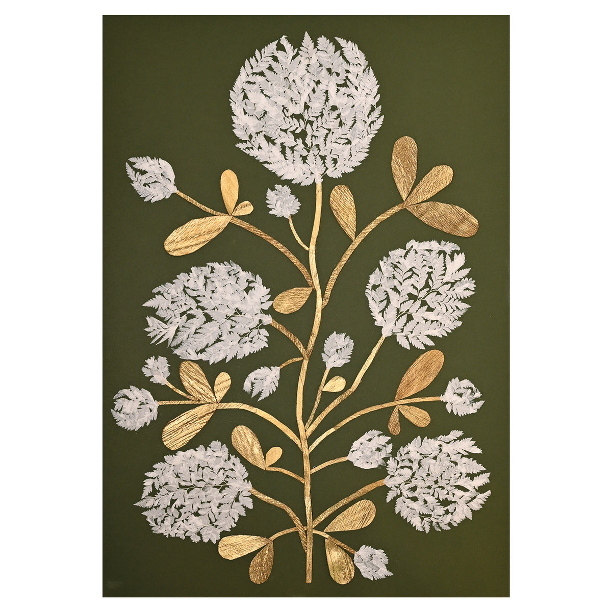 Marian McEvoy, Collage of Bleached Fern and Metallic Palm Leaves