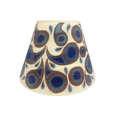 Hand-Decorated Lampshade in Blue and Brown Paisley