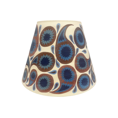 Hand-Decorated Lampshade in Blue and Brown Paisley