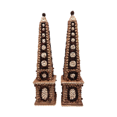 Pair of Large Corkillage Obelisks