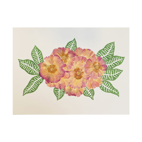 Marian McEvoy, Collage of Peony Petals with Green Ink Leaves