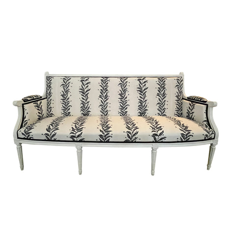 Late 19th Century French Louis XVI Style Carved Painted Settee