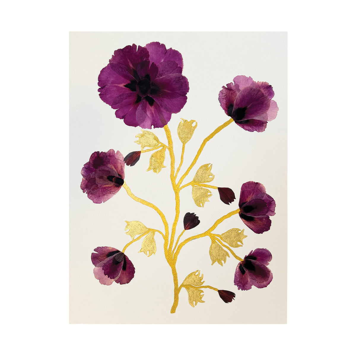 Marian McEvoy, Collage of Tulip Petals with Gold Ink