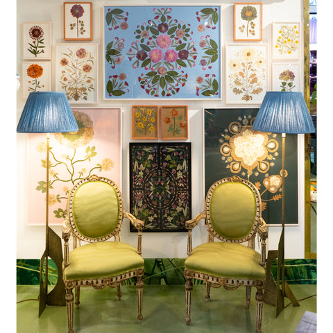 Marian McEvoy, Collage of Ranunculus, Salvia, Goldenrod and Mallow with Oak and Dandelion Leaves