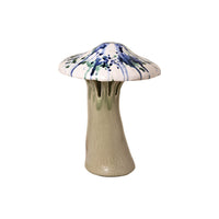Ceramic Polychrome Marbled Shroom Lamp in Blue Green Spots with Celadon Base