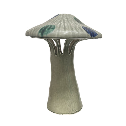 Ceramic Polychrome Marbled Shroom Lamp in Celadon with Spots